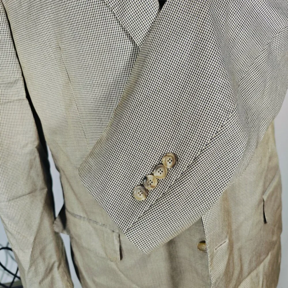 JOS A BANK Model JOSEPH Men's Sport Coat Blazer Houndstooth Silk Wool Brown‎ 44L